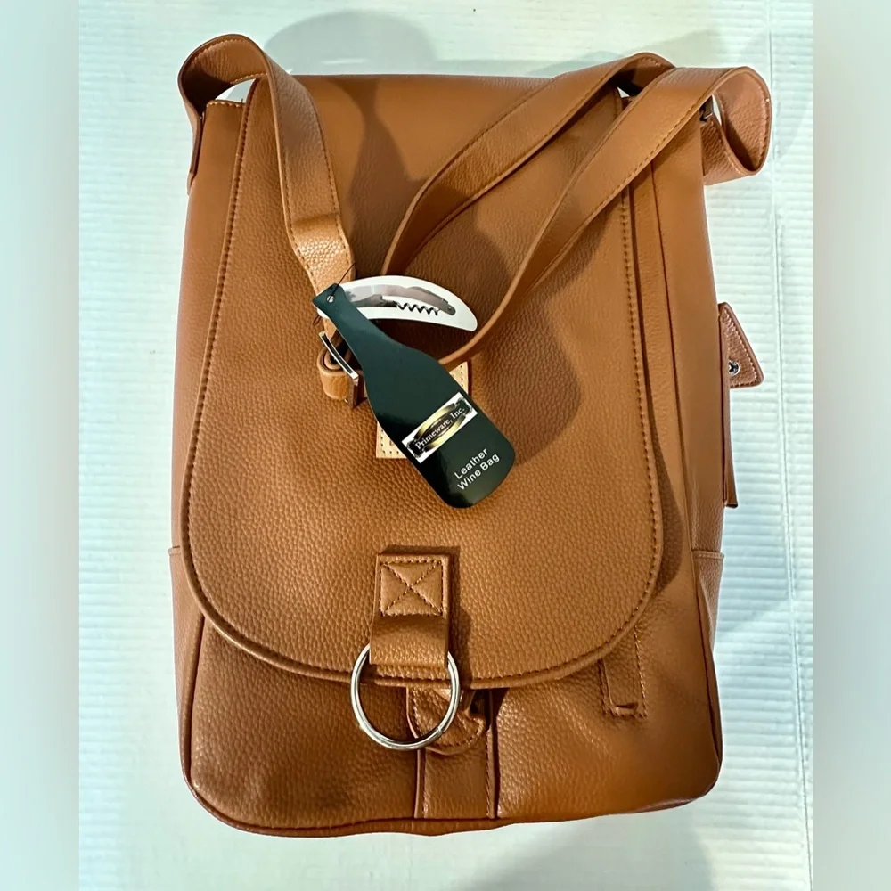 Primewear Vino‎ Two Bottle Leather Wine Tote Brown (NO Corkscrew Included) NWT
